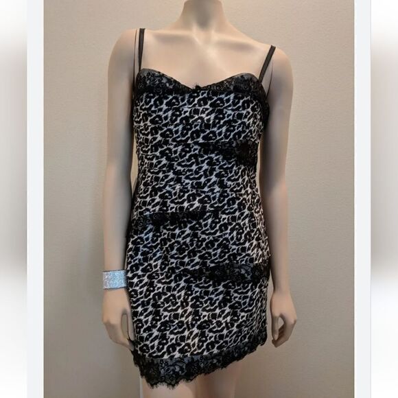 Bebe Black & White Cheetah Print Mini Dress - Picture 2 of 14